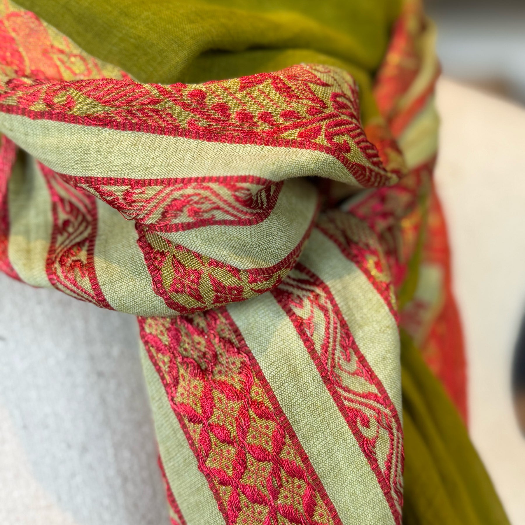 Sheer Chartreuse Sari Fragment