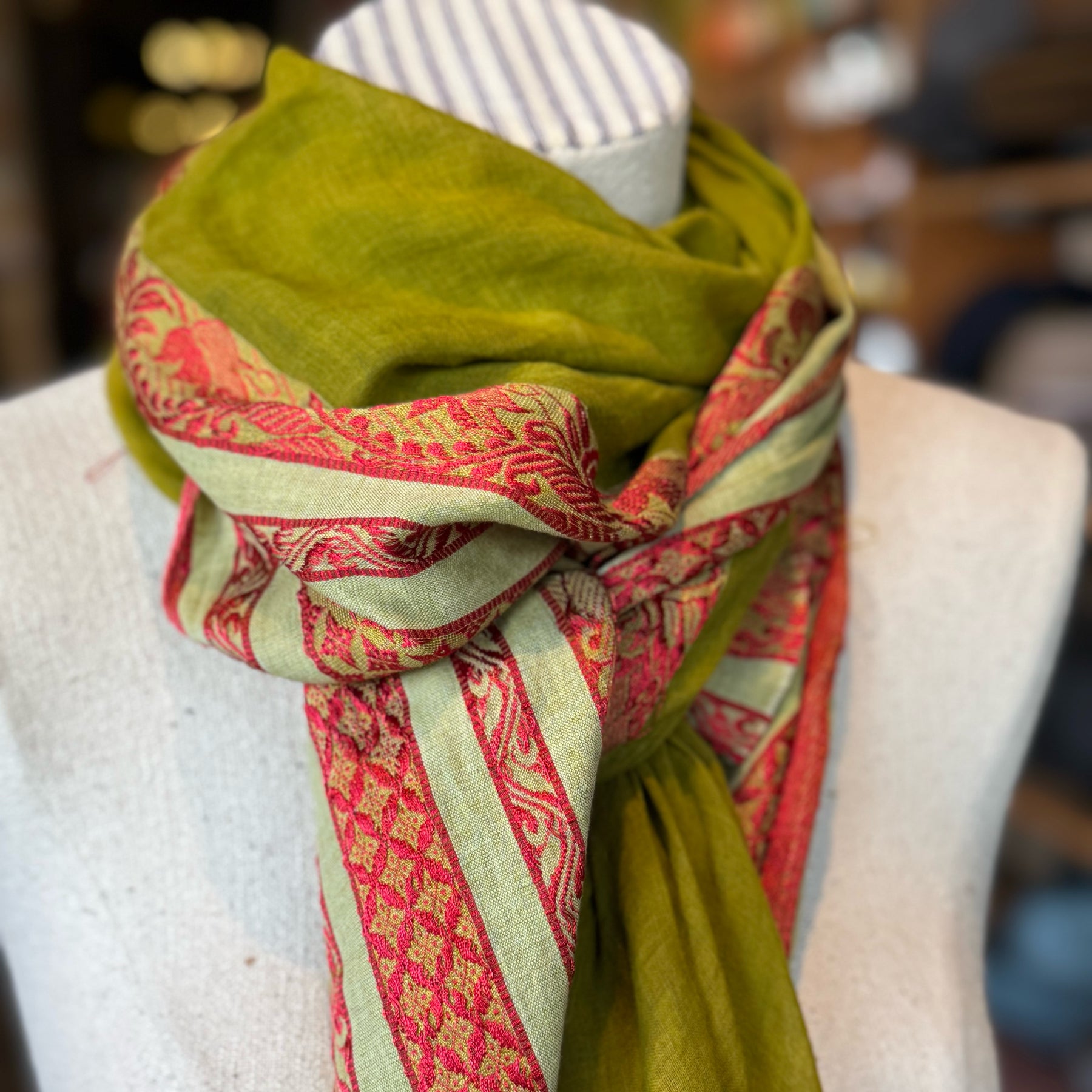 Sheer Chartreuse Sari Fragment