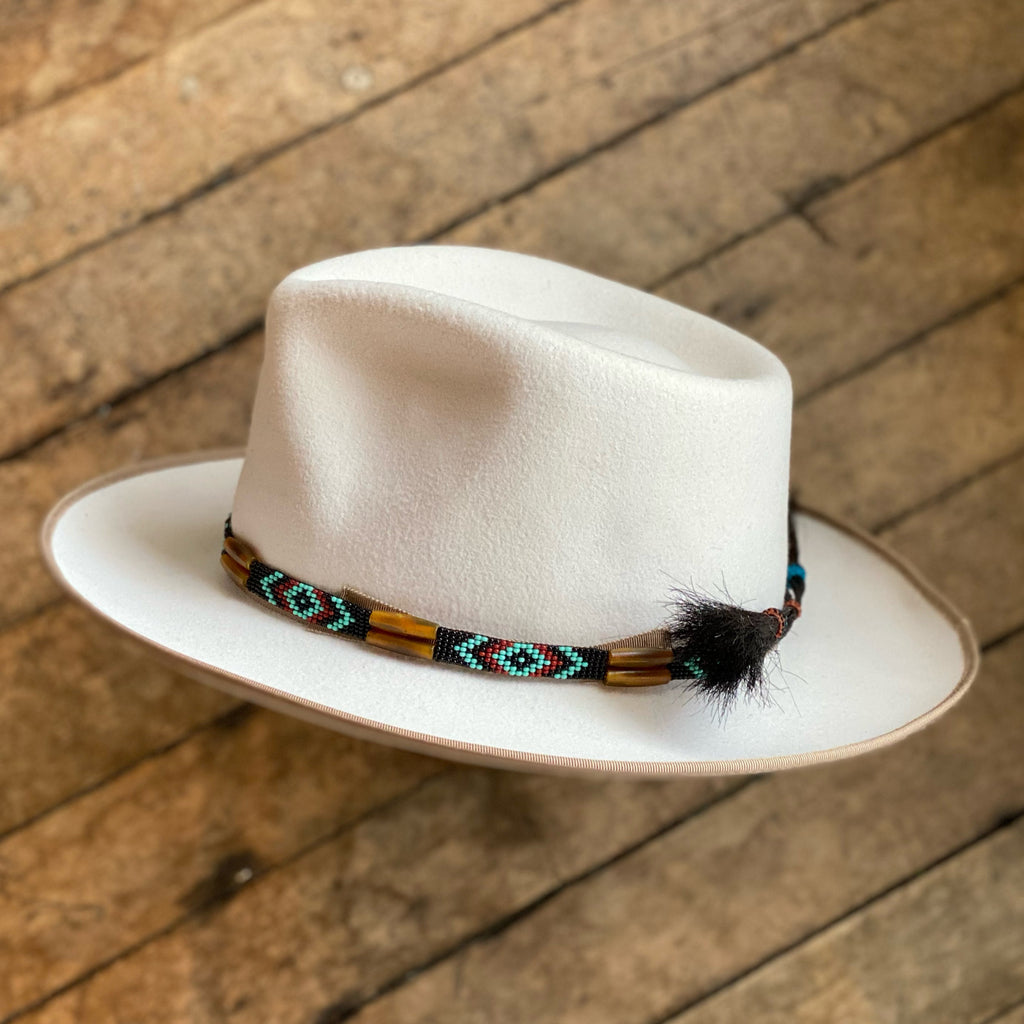 Western Seed Beaded Hat Band Fit Cowboy Hatband Hat Band Feather
