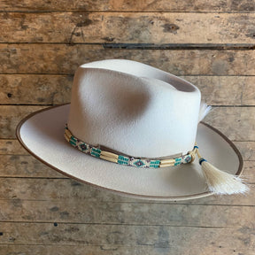 Elastic Beaded Hat Band for Men and Women | Brim on Fifth D (white/turquoise/violet)