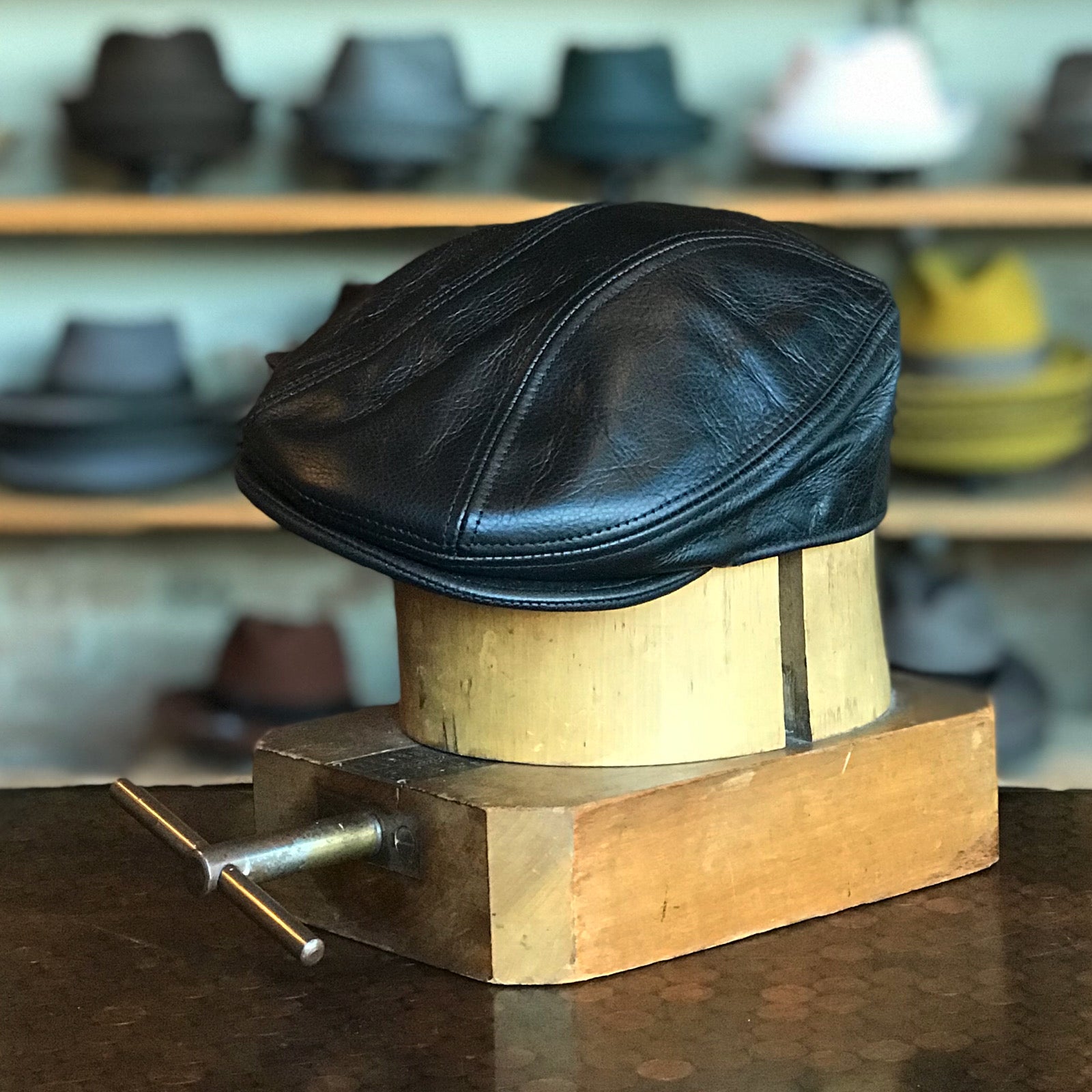 Leather 3-Panel Flat Cap