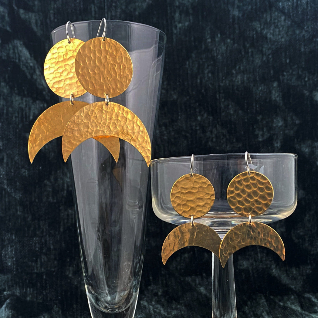 Brass Moon Earring