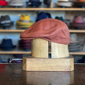 Vintage Leather 3-Panel Flat Cap