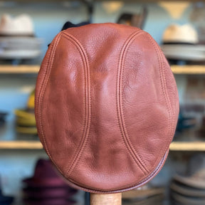 Vintage Leather 3-Panel Flat Cap